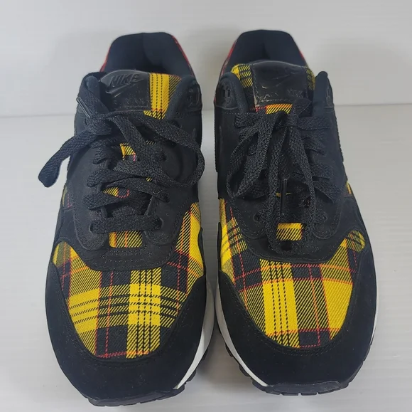 Nike Air Max 1 SE Tartan Women's Sneakers Size 8 Black Plaid Shoes Rare Used - Picture 7 of 11